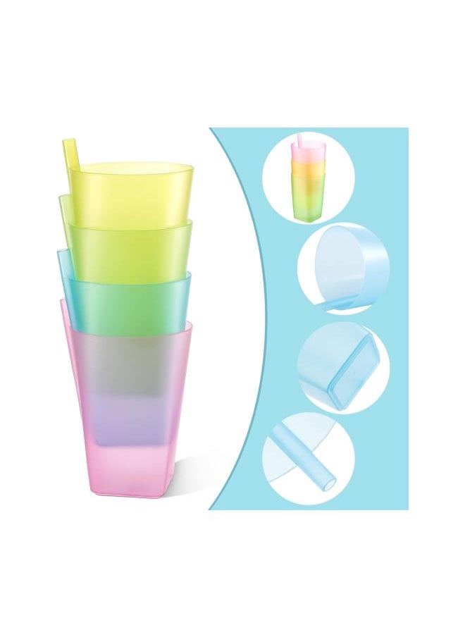 silvercnc Children Sippy Cup 4Pcs Toddler Sip Cups with Built in Straw Kids Drink Cups with Straws