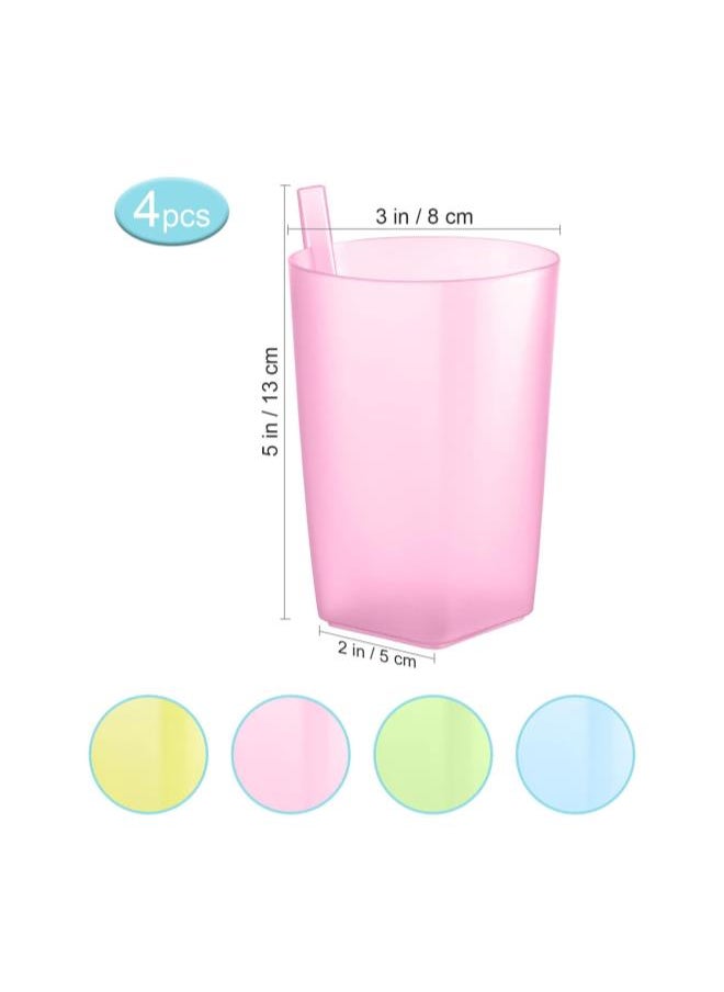 silvercnc Children Sippy Cup 4Pcs Toddler Sip Cups with Built in Straw Kids Drink Cups with Straws