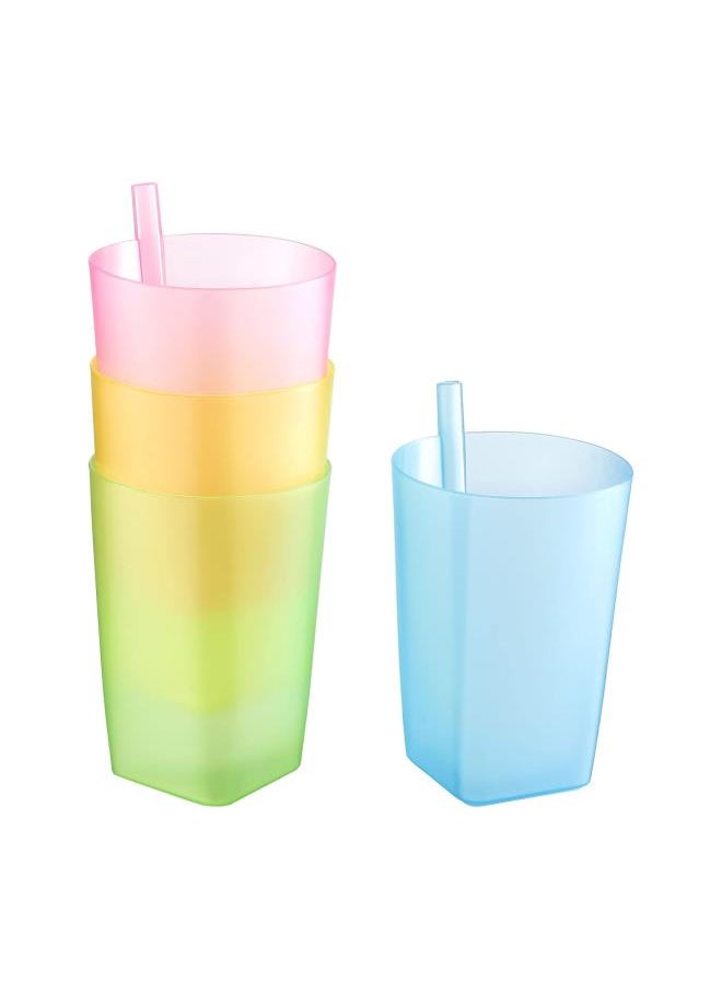 silvercnc Children Sippy Cup 4Pcs Toddler Sip Cups with Built in Straw Kids Drink Cups with Straws