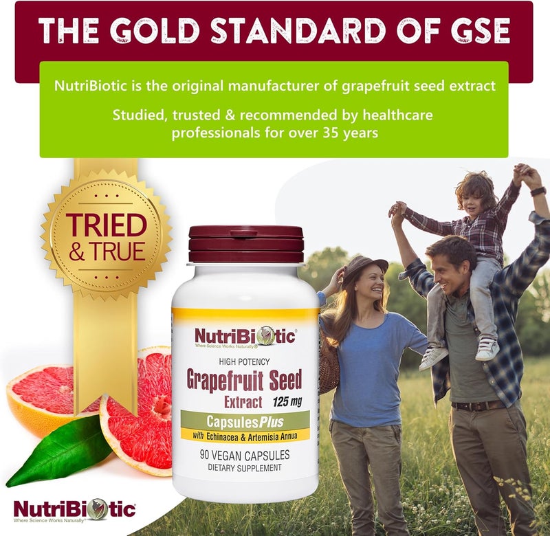 NutriBiotic Grapefruit Seed Extract CapsulesPlus, 125 mg of GSE, 90 Count - Image 2