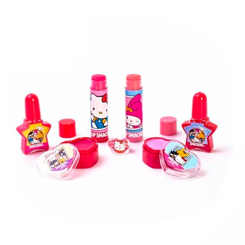 Lip Smacker Hello Kitty Nail Polish & Flavored Lip Balm Makeup Tote - Moisturizing Balms, Colorful Nail Polishes, Sanrio Accessory Ring, Stylish Tote Bag, Perfect Glam Gift for Hello Kitty Lovers - Image 3