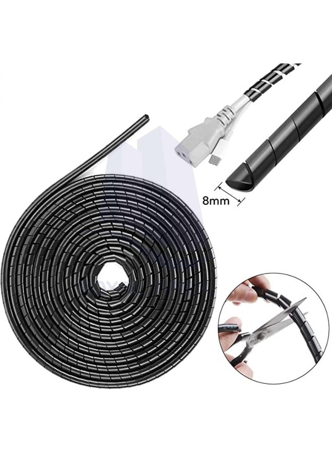 Royal Apex Spiral Wrapping Band Protection Tube-Band Cable Tidy Organizer-Tidy Sleeve Durable Cable For Pc Tv Cables Home And Office 8Mm Black - Image 2