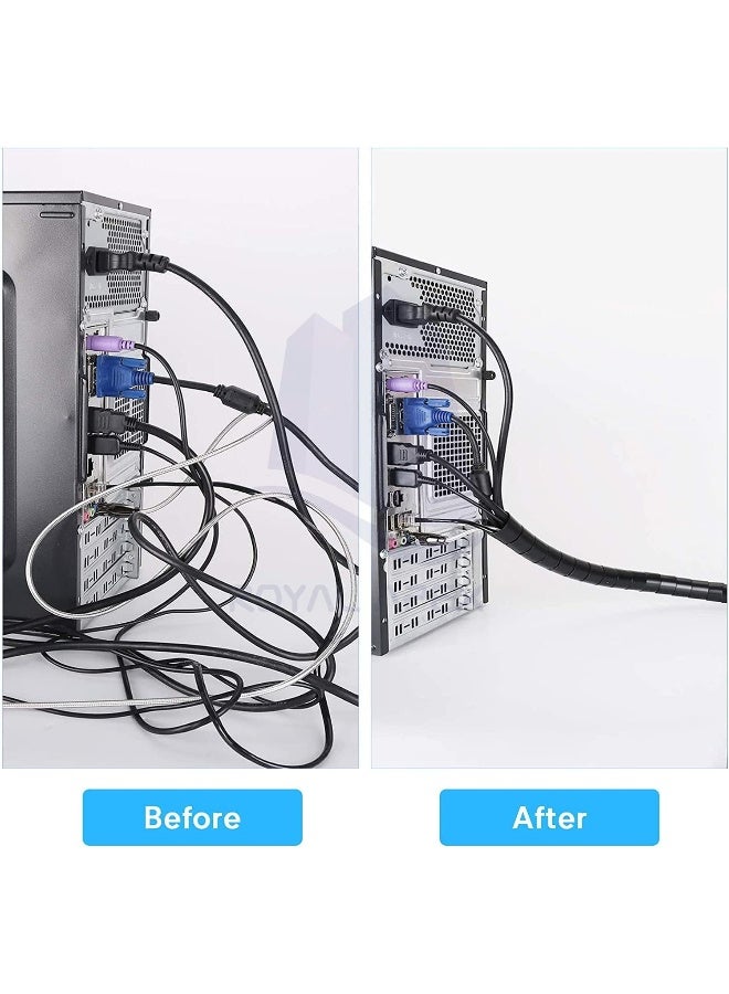 Royal Apex Spiral Wrapping Band Protection Tube-Band Cable Tidy Organizer-Tidy Sleeve Durable Cable For Pc Tv Cables Home And Office 8Mm Black - Image 5