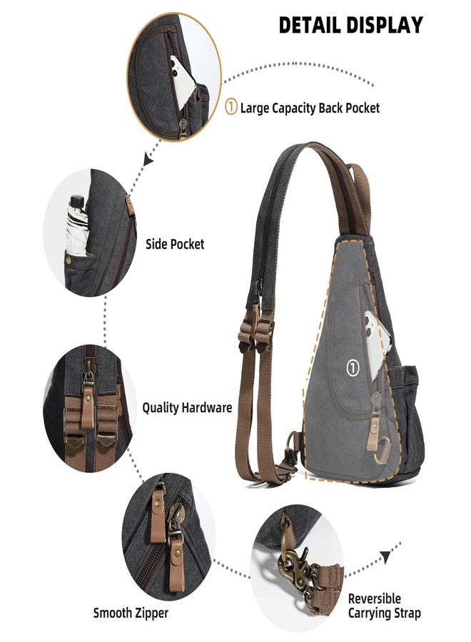 KL928 Canvas Sling Bag - Small Crossbody Backpack Shoulder Casual Daypack Rucksack for Men Women(Small Version, Black) - Image 4