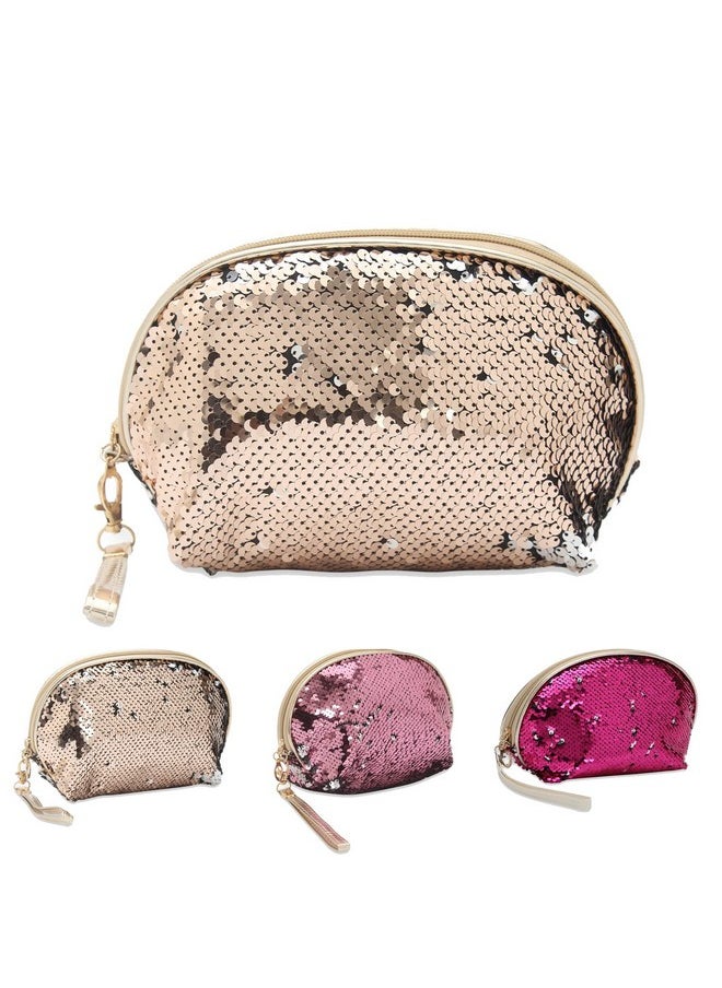 NFI essentials NFI essentials Women's And Girl's Sequin Design Stylish Pouches For Makeup Accessories; Cosmetic Make Up Pouch, Travelling Stylish Pouch For Women, 13.5 Cm, Gold  - Image 1