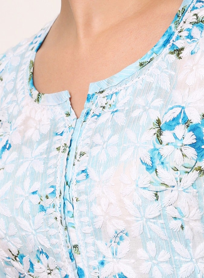 الايا كرتا قطن مطرز يدويًا بالتشيكانكاري للنساء - Image 5