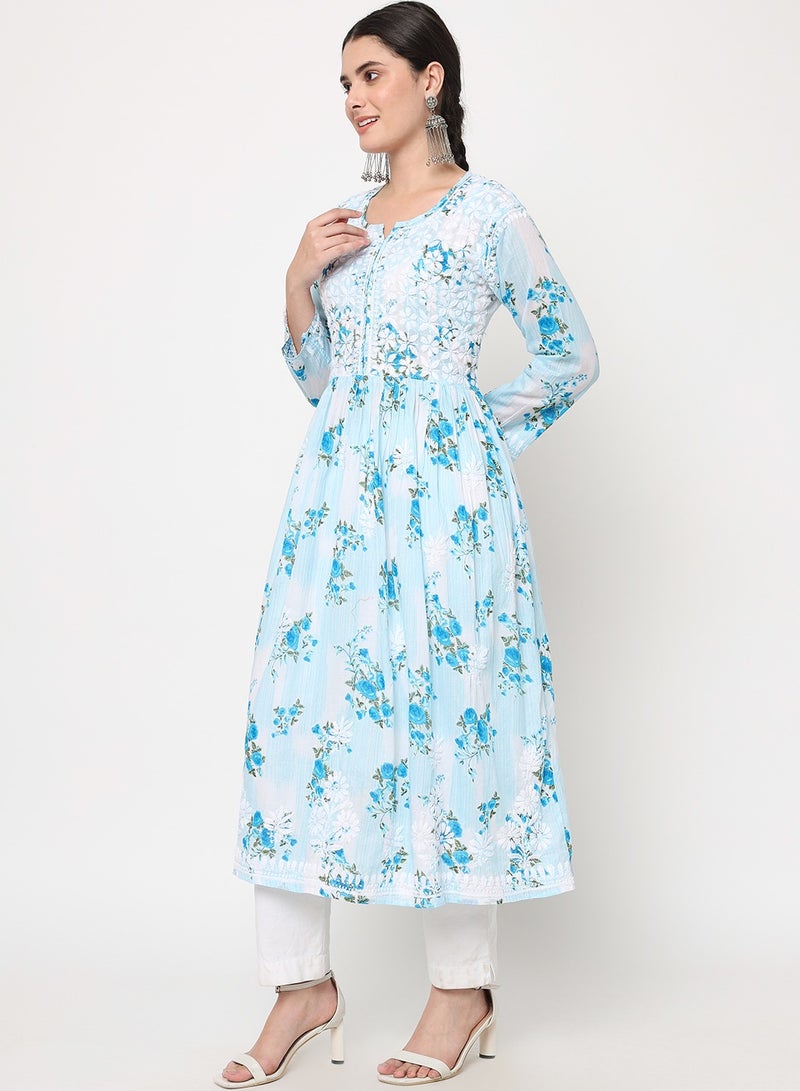 الايا كرتا قطن مطرز يدويًا بالتشيكانكاري للنساء - Image 3