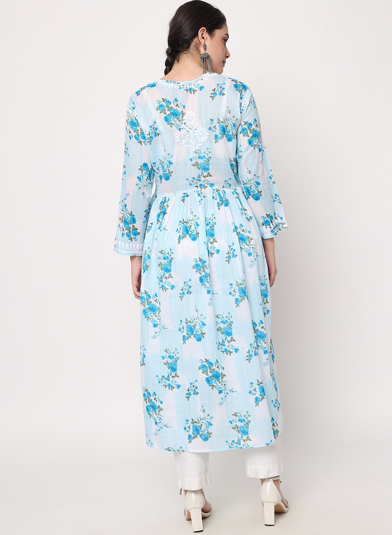 الايا كرتا قطن مطرز يدويًا بالتشيكانكاري للنساء - Image 2