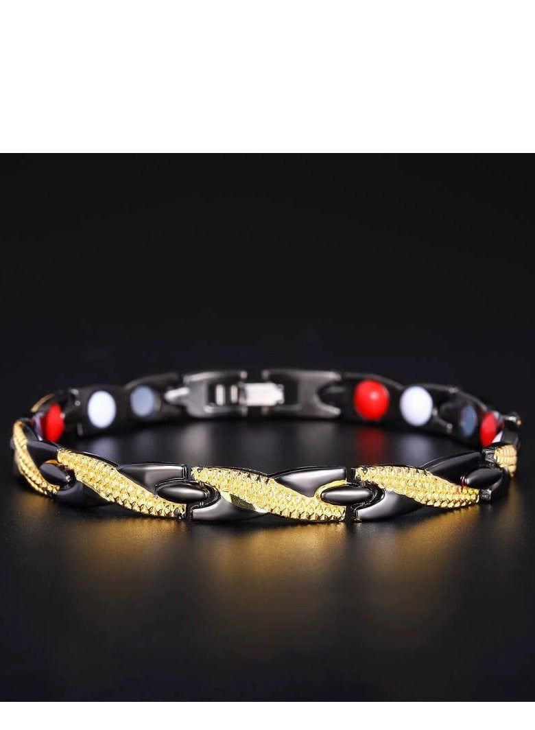 Chic Magnetic Dragon Textured Bracelet – Fashionable Geometric Detachable Cuff Bangle in Black & Gold, Multicolor Casual Wrist Jewelry Gift for Men, Father, Brother