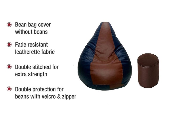 TRUE 2 F XXXL Teardrop Bean Bag Cover Foot Stool Only Without Beans BrownNavyBlue XXXL - Image 4