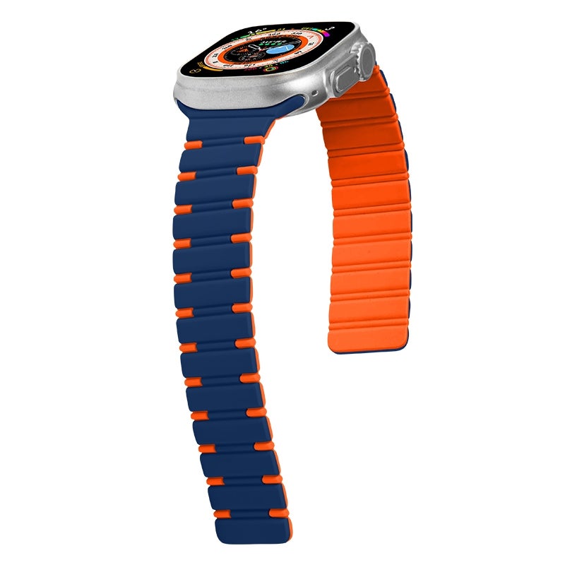 erorex For Apple Watch Series 5 40Mm Two-Color Magnetic Silicone Watch Band(Midnight Blue Orange) - Image 2