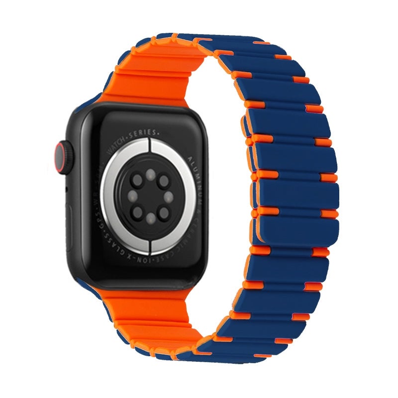 erorex For Apple Watch Series 5 40Mm Two-Color Magnetic Silicone Watch Band(Midnight Blue Orange) - Image 1