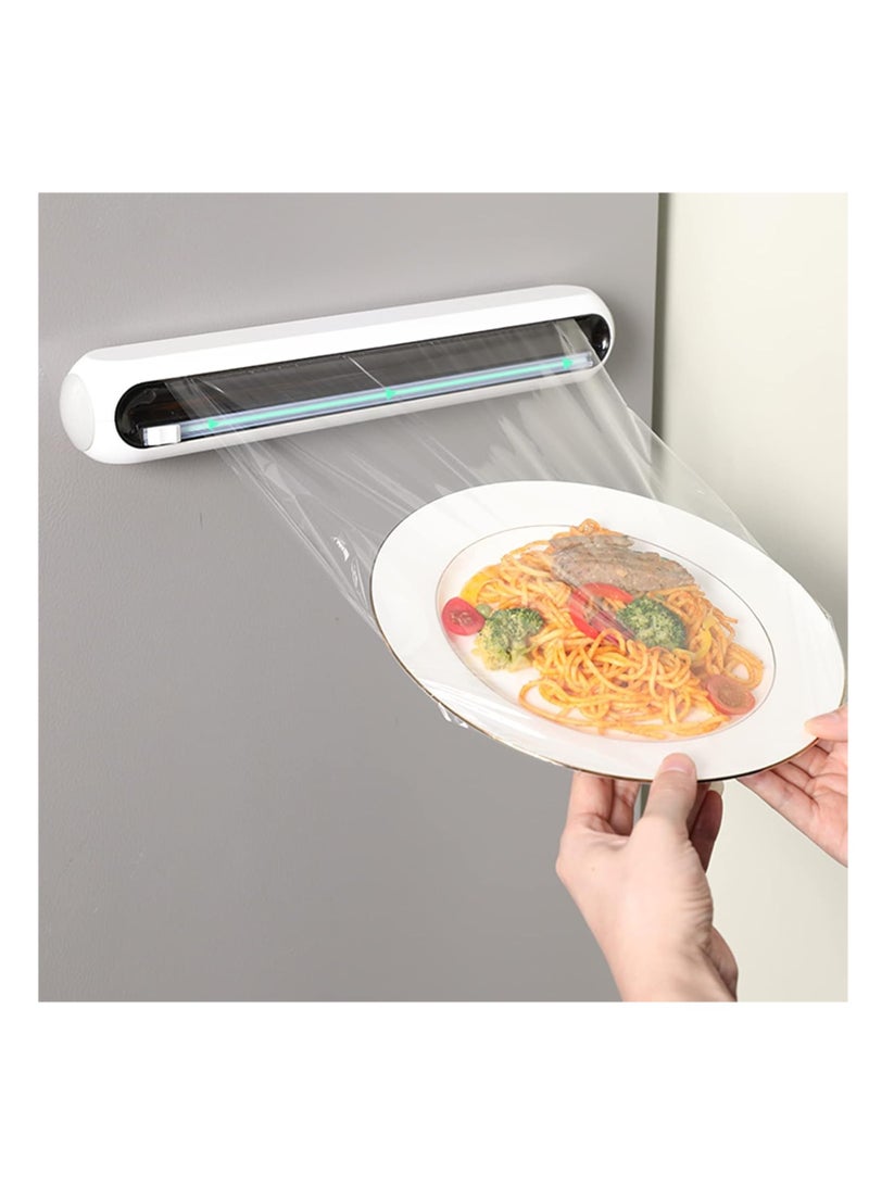 CityRiya-Long Cling film cutter, Wall-Mounted Dispenser for Aluminum Foil & Wax Paper, Reusable Food Wrap Cutter with One-Touch Blade, Kitchen Storage Organizer (Fits Cling Film/Baking Paper/Foil Rolls) - Image 1