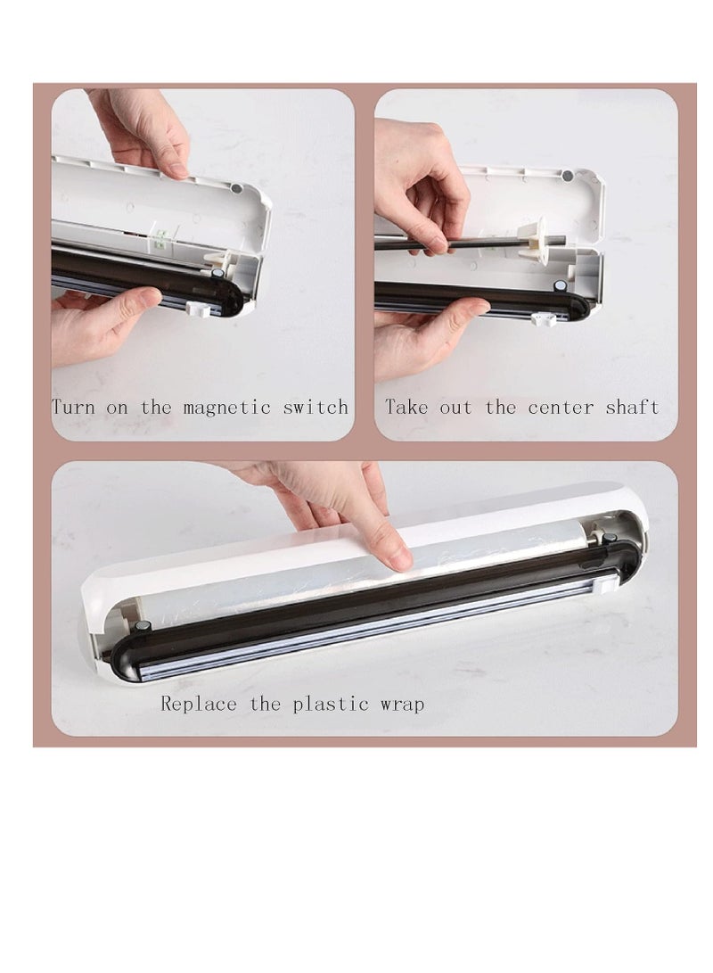 CityRiya-Long Cling film cutter, Wall-Mounted Dispenser for Aluminum Foil & Wax Paper, Reusable Food Wrap Cutter with One-Touch Blade, Kitchen Storage Organizer (Fits Cling Film/Baking Paper/Foil Rolls) - Image 5