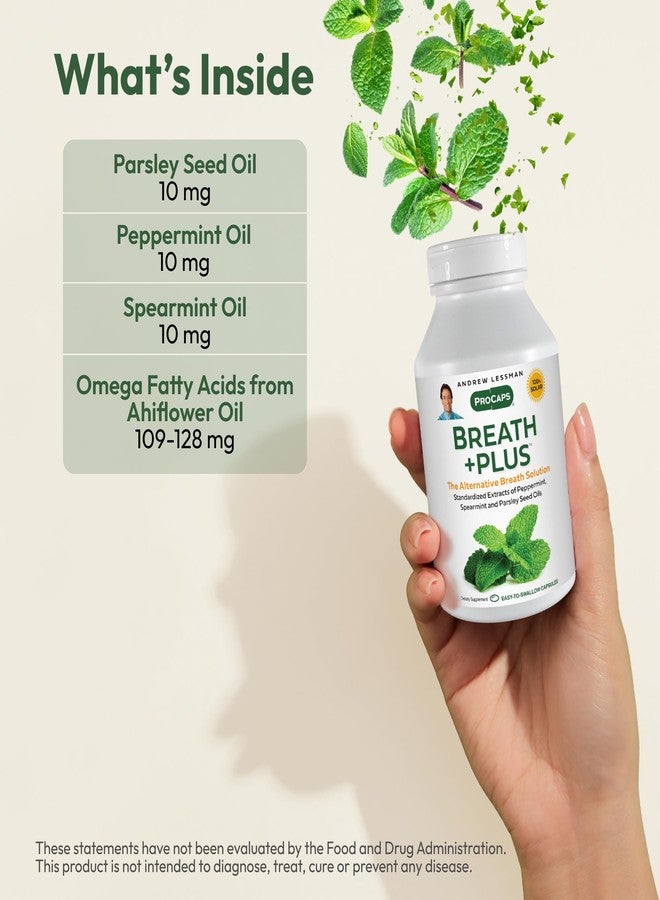 ANDREW LESSMAN Breath Plus 360 Softgels - Natural Breath Freshener, Helps Eliminate Odors from Food, Smoking, Morning Breath from The Inside Out. Peppermint, Spearmint. Easy to Swallow Softgels - Image 3