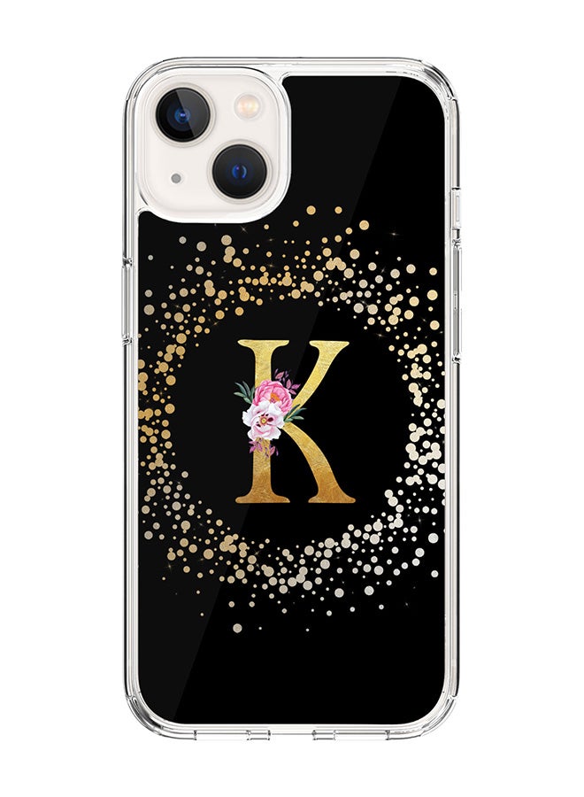 Stylizedd Classic Clear Case For iPhone 15 Plus, Hybrid Soft Case Flexible Edges Thin Cover- Custom Monogram Initial Letter Floral Pattern Alphabet - K(Black) - Image 1