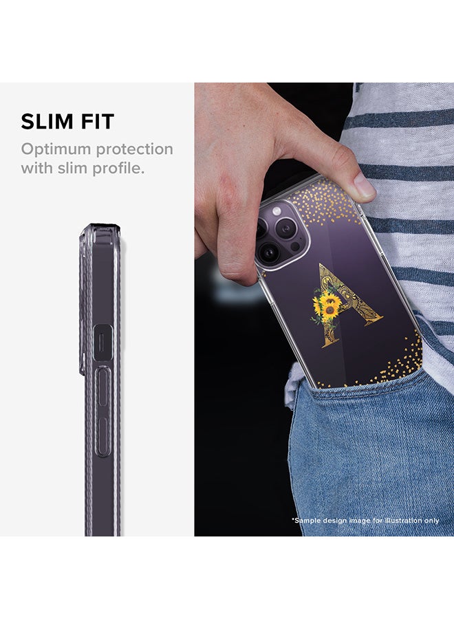 Stylizedd Classic Clear Case For iPhone 15 Plus, Hybrid Soft Case Flexible Edges Thin Cover- Custom Monogram Initial Letter Floral Pattern Alphabet - K(Black) - Image 3