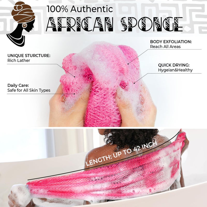 RelaxScene African Net Sponge Authentic - 2 Pieces Exfoliating Body Scrubber Bath Sponge - Back Scrubber Washcloth for Shower - Real African Scrub Exfoliator Body Care Bathing Accessories for Women - Image 2
