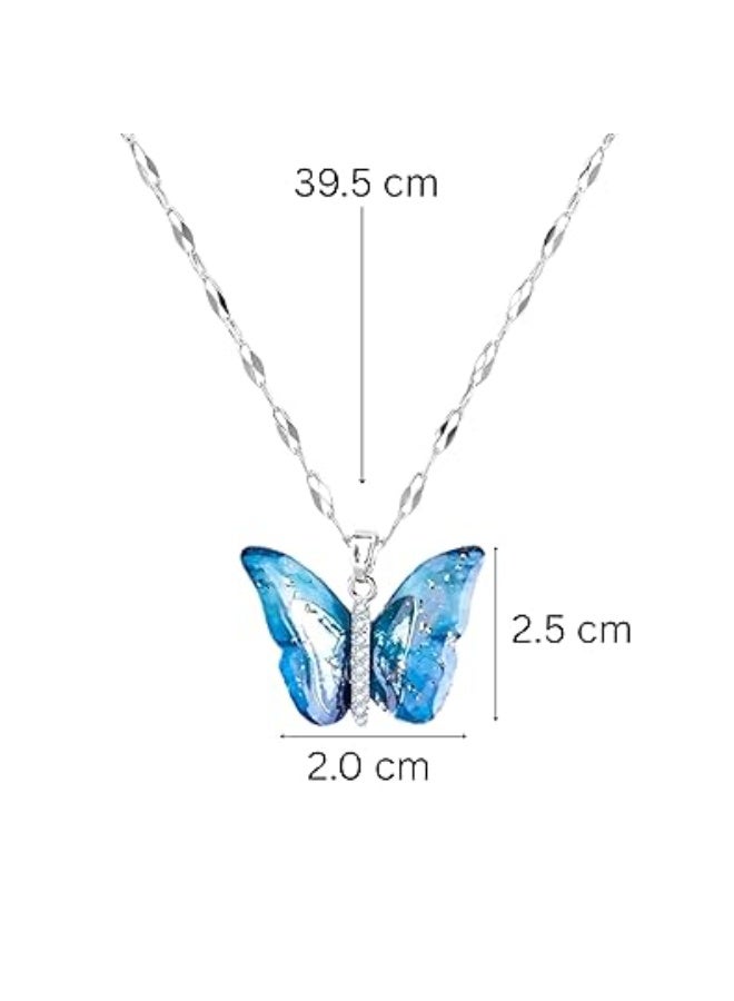 Salty SALTY Anti Tarnish Vibrant Blue Winged Butterfly Pendant Necklace for Women | Stylish Locket Chain | Latest Fashion Jewellery Accessories for Girls | Minimal Jewelry | Ideal for Gifting - Image 3