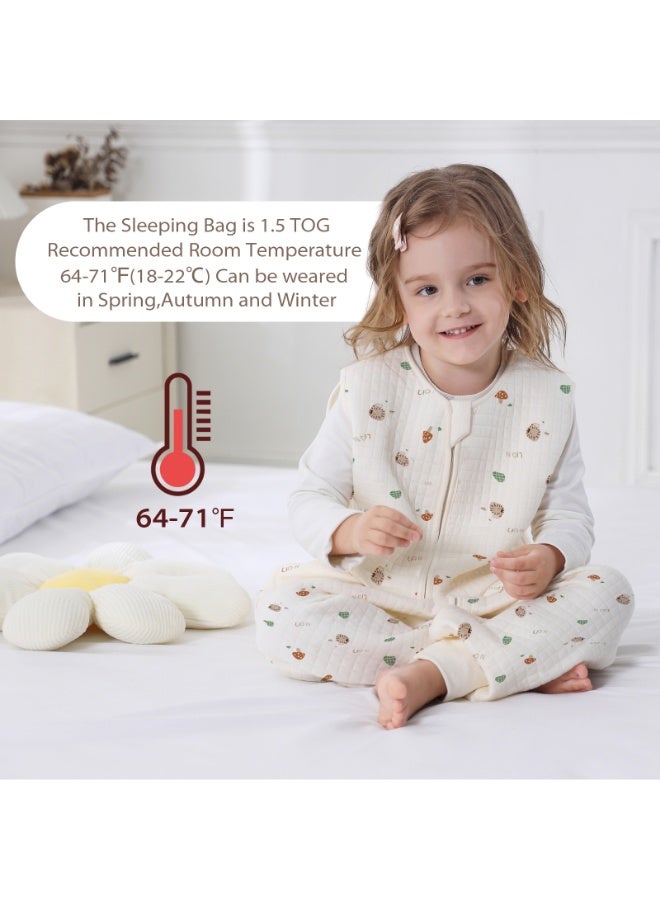 Miracle Baby 1.5Tog Sleeveless Baby Sleeping Bag With Leg Kids Soft Cotton Wearable Blankets Sleeping Sack with Zipper（Mushroom and Lion） - Image 5
