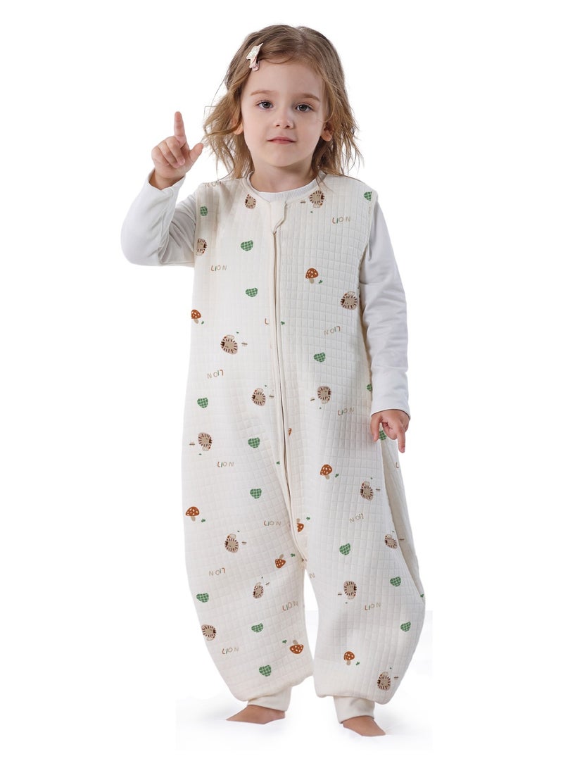 Miracle Baby 1.5Tog Sleeveless Baby Sleeping Bag With Leg Kids Soft Cotton Wearable Blankets Sleeping Sack with Zipper（Mushroom and Lion） - Image 1