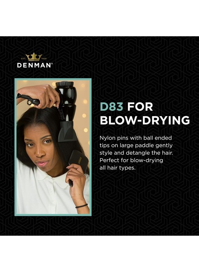 DENMAN فرشاة شعر كبيرة (سوداء) لتجفيف الشعر وفك التشابك - تصفيف مريح وفرد وتنعيم - للنساء والرجال، D83 - Image 3