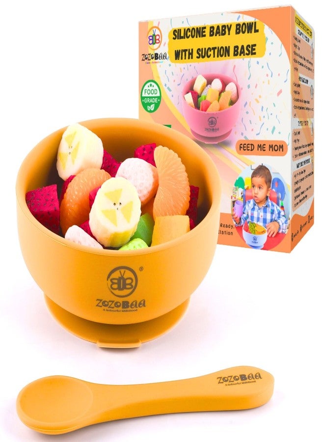 ZoZoBaa Silicone Baby Bowl | Extra Strong Suction Base, Non-Slip Design, 100% Food Grade BPA-Free Bowls for Babies & Toddlers |Training Essentials for BLW, First Stage Feeding |Mango Yellow - Image 1
