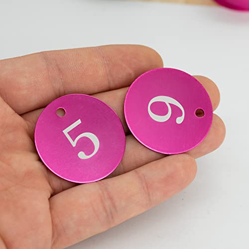 StayMax Round Aluminum Engraved Number Tags Key Tags ID Tags (1-10, Rose Red) - Image 4