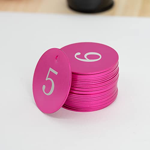StayMax Round Aluminum Engraved Number Tags Key Tags ID Tags (1-10, Rose Red) - Image 3