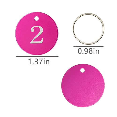 StayMax Round Aluminum Engraved Number Tags Key Tags ID Tags (1-10, Rose Red) - Image 2