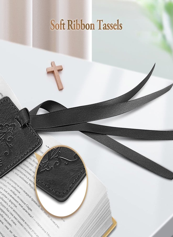 FINPAC Leather Bible Bookmarks, Vegan Religious Bookmarks, Bible Verse Book Markers Church Gifts for Women Men [Trust in The Lord with All Your Heart] - Black - Image 5