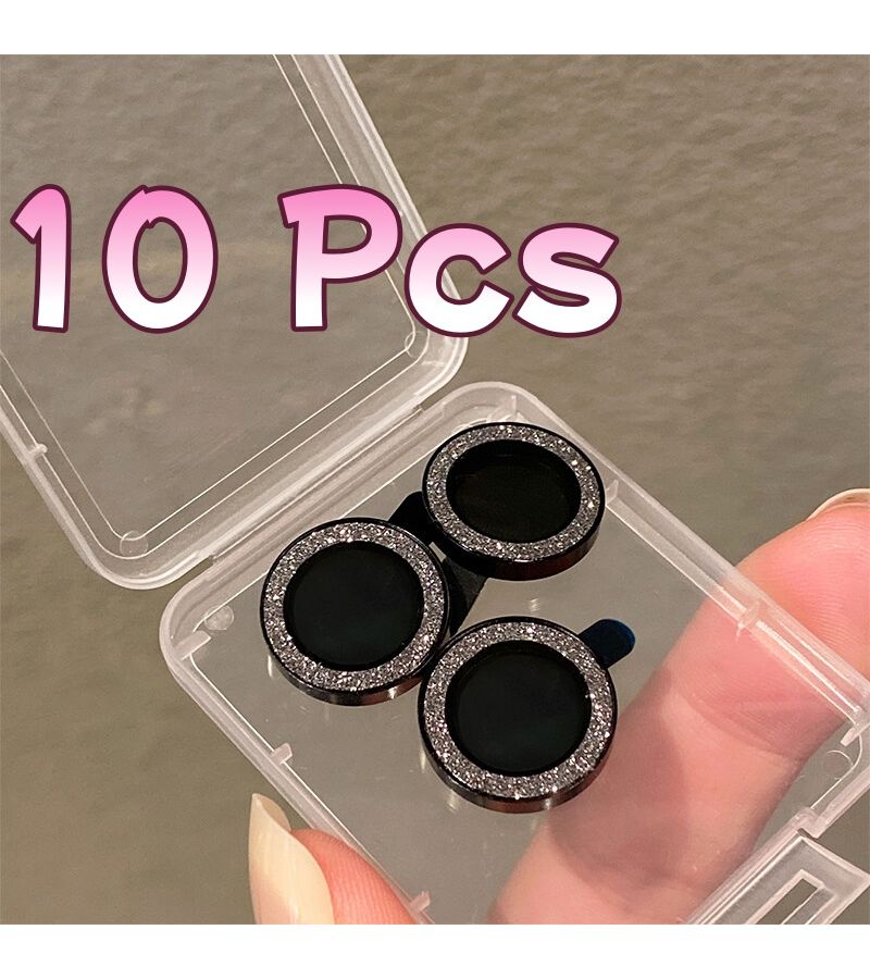 10pcs Pink Crystal iPhone 15 14 16e Pro Max Plus Camera Lens Protectors Easy Install - Image 2