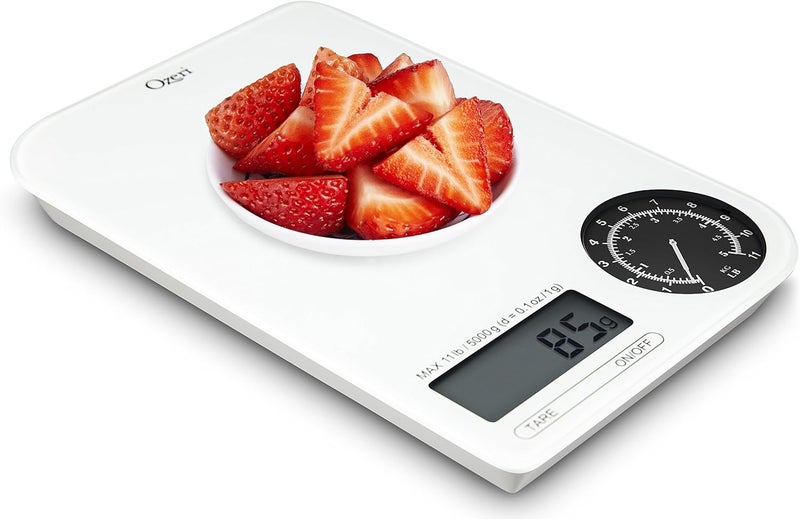 Ozeri ZK18-WB Rev Digital Kitchen Scale with Electro-Mechanical Weight Dial, Black Dial - Image 4