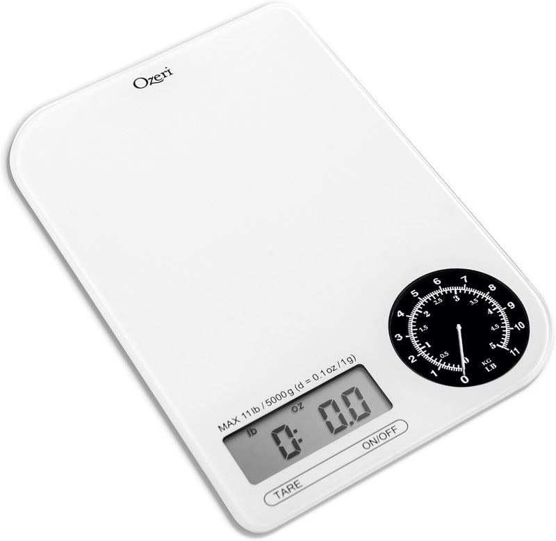 Ozeri ZK18-WB Rev Digital Kitchen Scale with Electro-Mechanical Weight Dial, Black Dial - Image 1