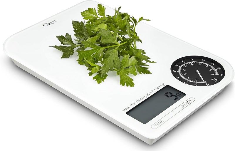 Ozeri ZK18-WB Rev Digital Kitchen Scale with Electro-Mechanical Weight Dial, Black Dial - Image 3