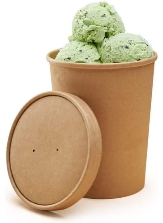 ايكواي Ecoway Paper Disposable Cups 32 Oz - Pack Of 50 Ice Cream Cup Eco-Friendly Desert Bowls Hot Or Cold Food Cups, Tea Cup, Coffee Cup Biodegradable Party Supplies, Yogurt Take Outs, Brown - Image 3