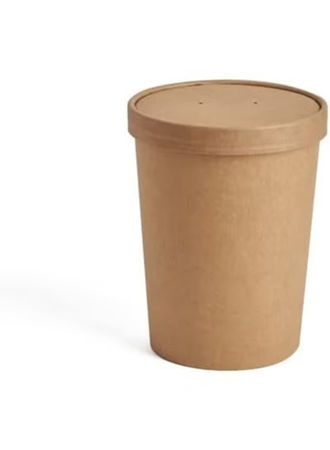 ايكواي Ecoway Paper Disposable Cups 32 Oz - Pack Of 50 Ice Cream Cup Eco-Friendly Desert Bowls Hot Or Cold Food Cups, Tea Cup, Coffee Cup Biodegradable Party Supplies, Yogurt Take Outs, Brown - Image 2