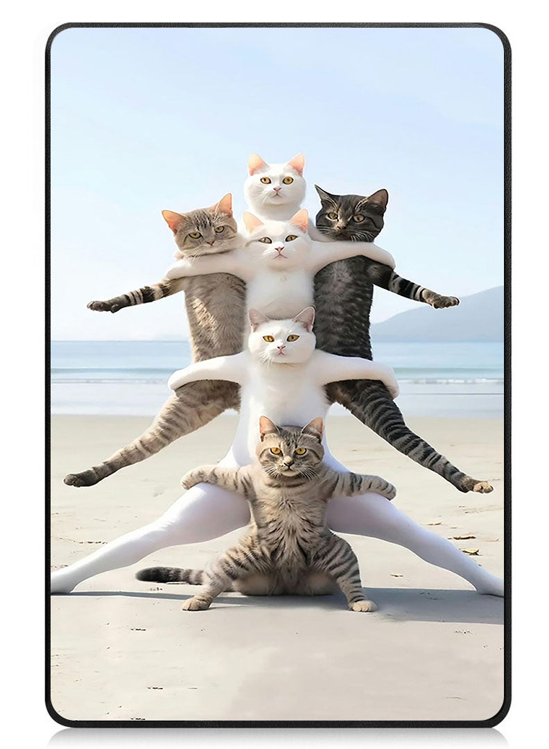 Theodor Protective Flip Case For Samsung Galaxy Tab S6 Lite 10.4 Inch 2024/2022/2020, With Trifold Stand Auto Wake Sleep Shockproof Cover Cats in Beach - Image 1