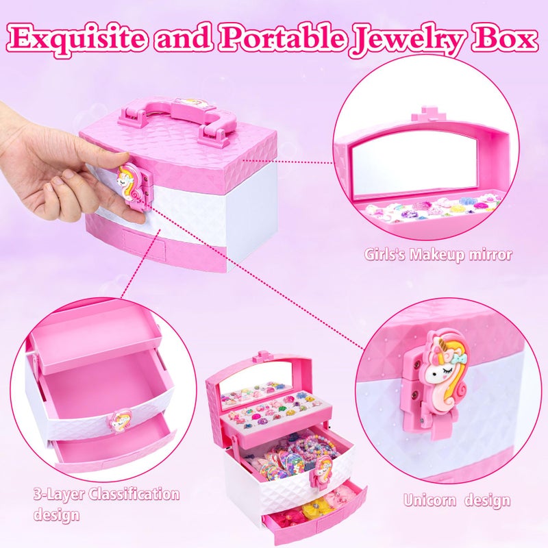 MOZXEBOK Jewelry Toys for Girls, Adjustable Rings, Bracelets, Necklaces, Butterfly Hair Clips, Toddler Bows, Unicorns Kids Toys Set for Princess Dress Up, Christmas Birthday Gifts, 3 4 5 6 7 8 9+ Year Old Girl - Image 5