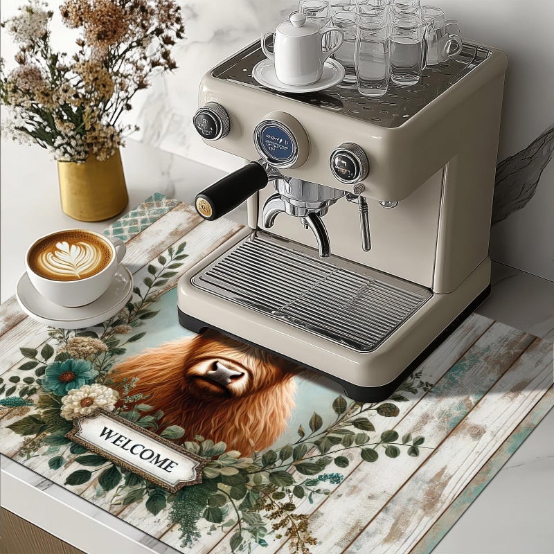 HOMETITUTE Stove Top Cover for Electric Diatomite Welcome Mat 28x20 Inch Highland Cow Kitchen Decor Farmhouse Countertop Protector Coffee Mat Heat Resistant Electric Stovetop Cover Pad - Image 3