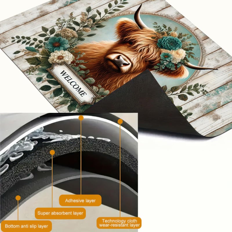 HOMETITUTE Stove Top Cover for Electric Diatomite Welcome Mat 28x20 Inch Highland Cow Kitchen Decor Farmhouse Countertop Protector Coffee Mat Heat Resistant Electric Stovetop Cover Pad - Image 5