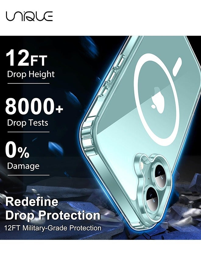 Unique 3 in 1 Magnetic Clear Case for iPhone 16, Tempered Screen Protector +Camera Lens Protector, Full-Body Protective Shockproof Slim Cover Compatible with MagSafe  - Image 4