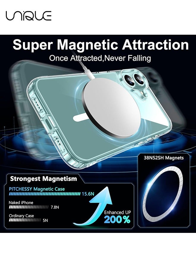 Unique 3 in 1 Magnetic Clear Case for iPhone 16, Tempered Screen Protector +Camera Lens Protector, Full-Body Protective Shockproof Slim Cover Compatible with MagSafe  - Image 2