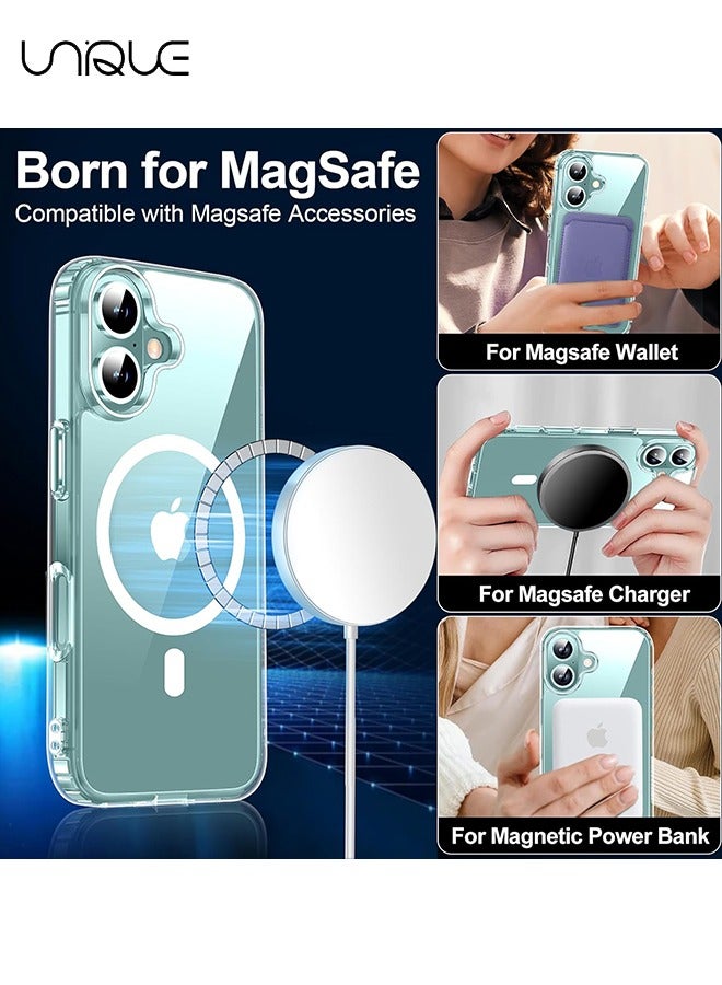 Unique 3 in 1 Magnetic Clear Case for iPhone 16, Tempered Screen Protector +Camera Lens Protector, Full-Body Protective Shockproof Slim Cover Compatible with MagSafe  - Image 3