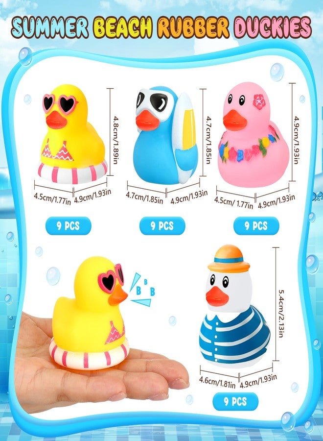 Honoson 48 Pcs Summer Beach Rubber Duckies Bulk Mini Rubber Duck Bath Toys Float Bathtub Ducky Cute Squeaky Ducky for Classroom Carnival Summer Birthday Baby Shower Party Favor (4 Colors) - Image 4