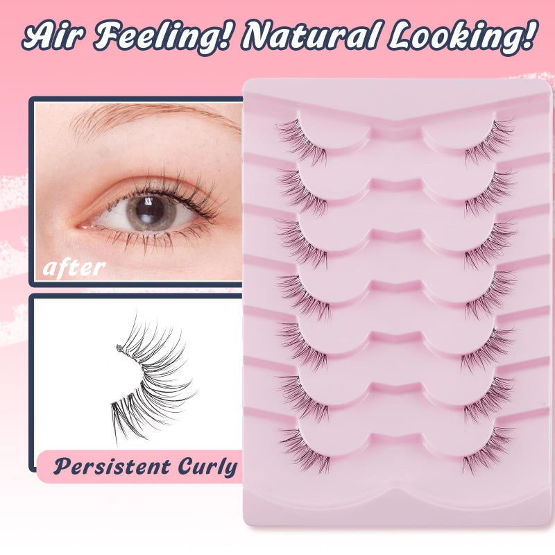 Siligli Natural Half Lashes Cat Eye Eyelashes 13MM False Eyelashes Natural Corner Lashes Wispy 3D Volume Half Eyelashes Pack with Thin Cotton Band 3/4 Lashes Extension 7 Pair Siligli - Image 4