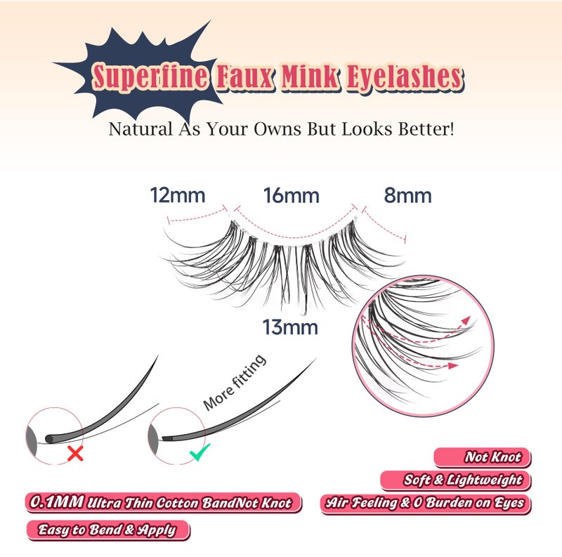 Siligli Natural Half Lashes Cat Eye Eyelashes 13MM False Eyelashes Natural Corner Lashes Wispy 3D Volume Half Eyelashes Pack with Thin Cotton Band 3/4 Lashes Extension 7 Pair Siligli - Image 2