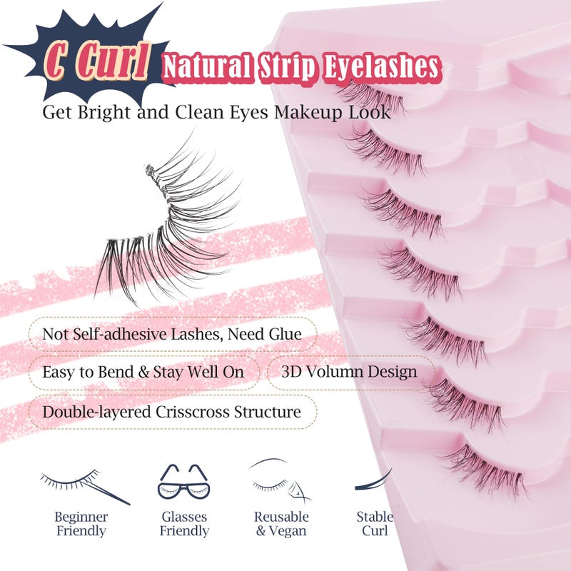 Siligli Natural Half Lashes Cat Eye Eyelashes 13MM False Eyelashes Natural Corner Lashes Wispy 3D Volume Half Eyelashes Pack with Thin Cotton Band 3/4 Lashes Extension 7 Pair Siligli - Image 3
