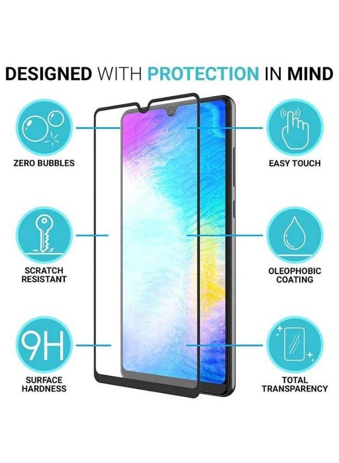 واقي شاشة من الزجاج المقوى لهاتف هواوي ميت 20 مقاس 6.3 بوصة أسود / شفاف - Image 2