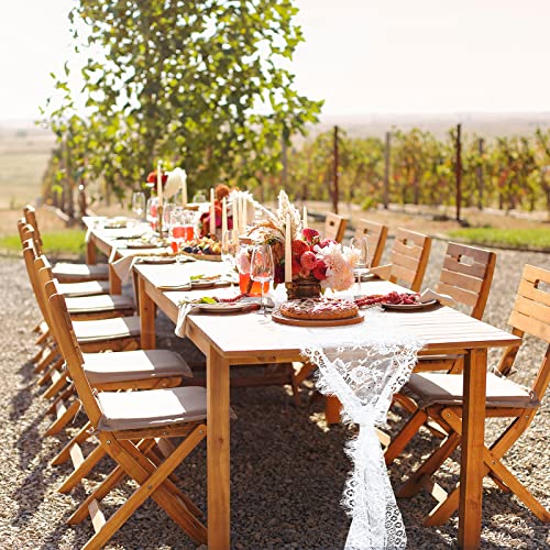 Coume 12 Pack Lace Table Runner 14 x 120 Inch White Rustic Lace Fabric Table Runners with Rose Embroidered Floral for Wedding Bridal Vintage Boho Table Runners Thanksgiving Christmas Party Decoration - Image 3